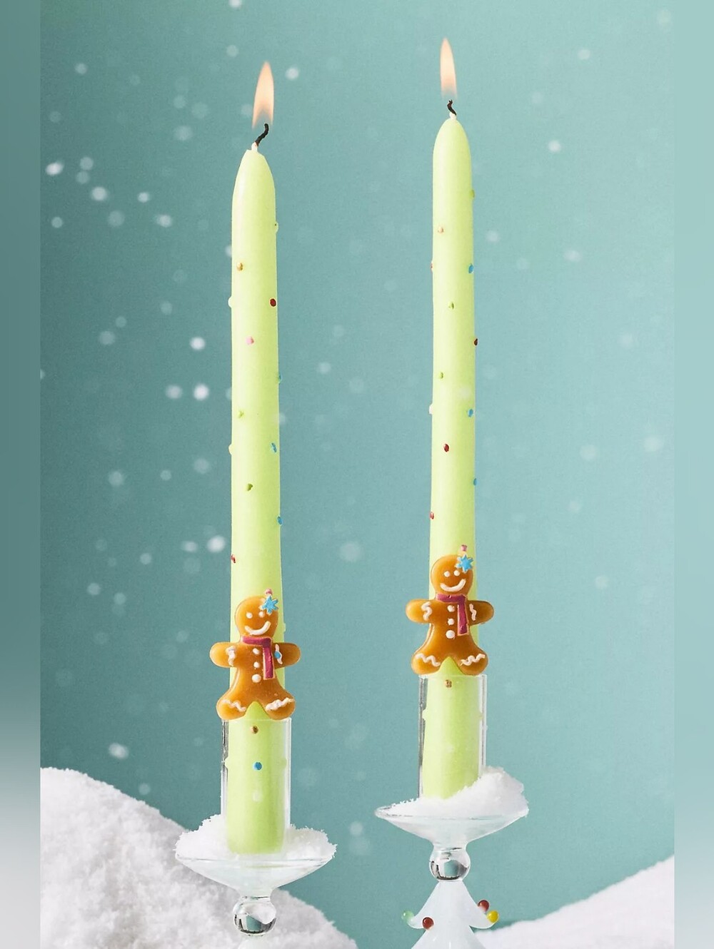 Anthropologie Gingerbread Man Festive Icon Taper Candles, Set of 2